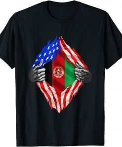 Super Afghan Heritage Afghanistan Roots USA Flag Unisex Shirt