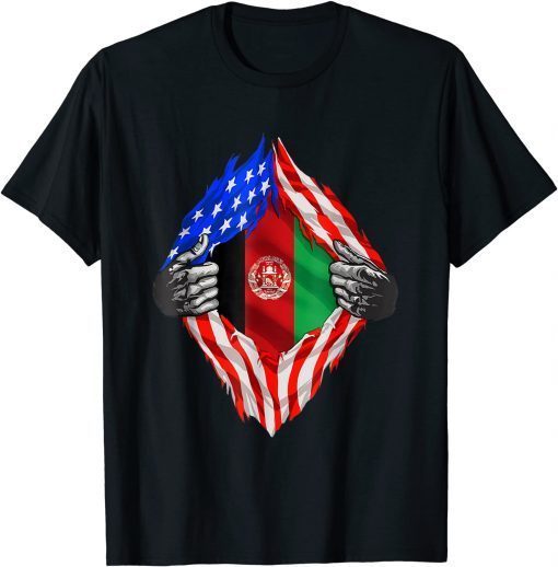 Super Afghan Heritage Afghanistan Roots USA Flag Unisex Shirt