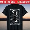 Tarot Card Crescent Moon And Black Cat Witch Hat Halloween T-Shirt