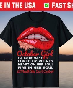 The Birthday October Girl Red Lips Tee Shirt