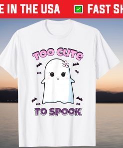 Too Cute To Spook Lovely Ghost Girl Halloween Tee Shirt