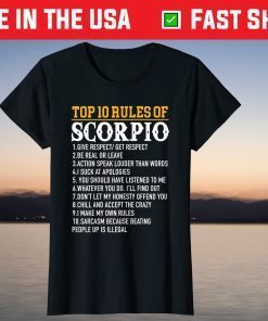 Top 10 Rules Of Scorpio October 23 - November 21 Birthday Unisex Shirt