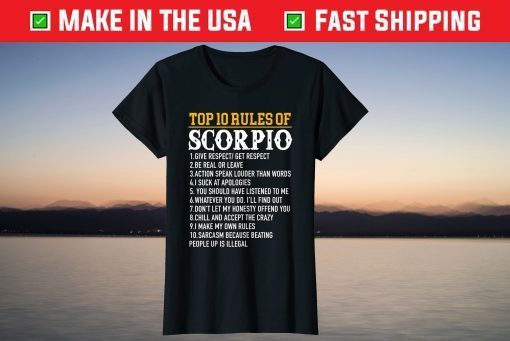 Top 10 Rules Of Scorpio October 23 - November 21 Birthday Unisex Shirt