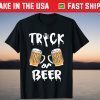 Trick Or Beer Pumpkin Witch Halloween Tee Shirt