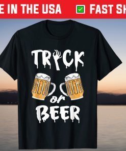 Trick Or Beer Pumpkin Witch Halloween Tee Shirt