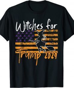 Trump 2024 Lazy Halloween Costume Witch American Flag Gift Shirt