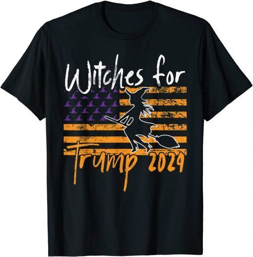 Trump 2024 Lazy Halloween Costume Witch American Flag Gift Shirt