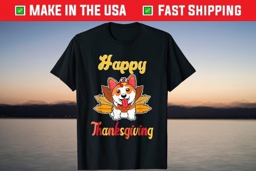 Turkey Pilgrim Ride Corgi Dog Happy Thanksgiving 2021 Tee Shirt