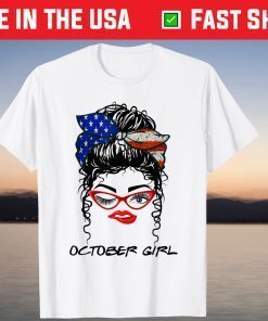 USA Bandana October Girl Wink Eye Face October Birthday Unisex Shirt