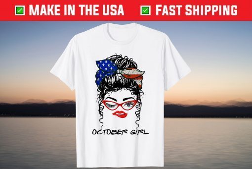 USA Bandana October Girl Wink Eye Face October Birthday Unisex Shirt