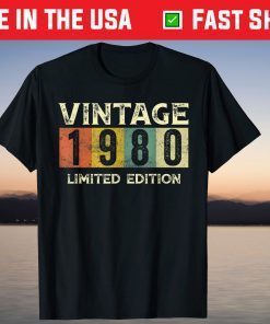 Vintage 1980 Limited Edition 41st Birthday Tee Shirt