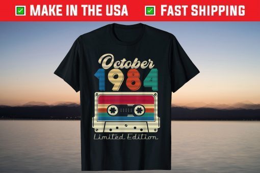 Vintage 37th Birthday October 1984 Cassette Tape Tee Shirt