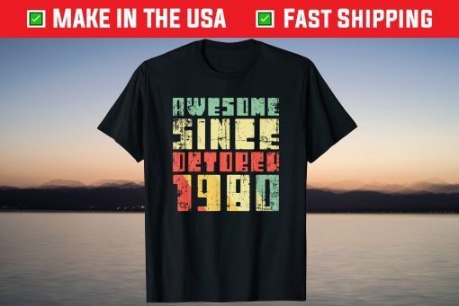 Vintage Awesome Since October 1980 41th Birthday 2021 Shirt