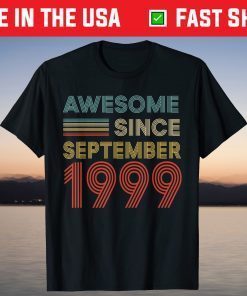 Vintage Awesome Since September 1999 22nd Birthday Gift Shirt