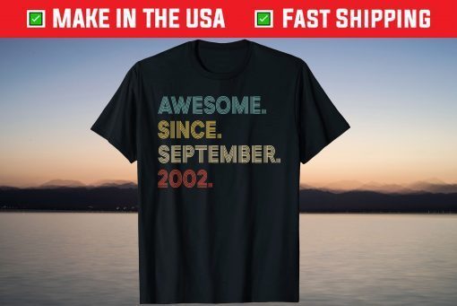 Vintage Awesome Since September 2002 19th Birthday Tee Shirt