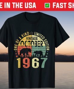 Vintage Bear October 1967 54th Birthday 54 Years Old Tee Shirt