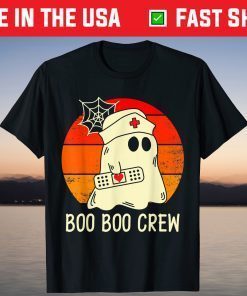 Vintage Boo Boo Crew Nurses RN Ghost Happy Halloween Day Tee Shirt