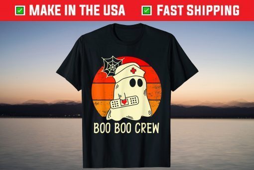 Vintage Boo Boo Crew Nurses RN Ghost Happy Halloween Day Tee Shirt