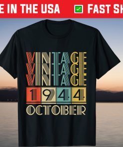 Vintage October 1944 77th Birrthday Tee Shirt