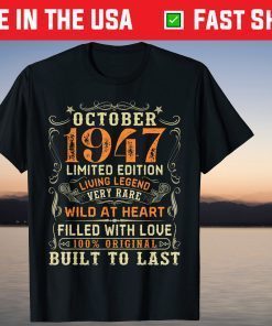 Vintage October 1947 Awesome 74rd Birthday 74 Years Old Unisex T-Shirt