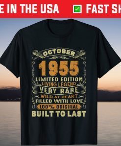 Vintage October 1955 66 Years Old 66Th Birthday Tee Shirt