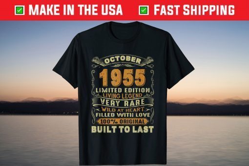 Vintage October 1955 66 Years Old 66Th Birthday Tee Shirt