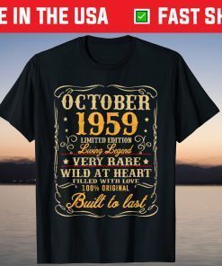 Vintage October 1959 62Th Birthday 62 Years Old Tee Shirt