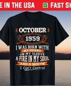 Vintage October 1959 Birthday 60 Years Old Tee Shirt