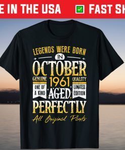 Vintage October 1961 Birthday 60 Years Old 2021 shirt