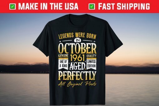 Vintage October 1961 Birthday 60 Years Old 2021 shirt