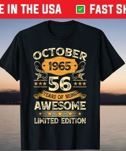 Vintage October 1965 56th Birthday 56 Year Old Tee Shirt