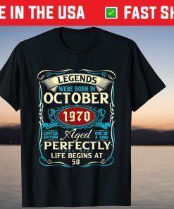 Vintage October 1970 50Th Birthday Tee Shirt