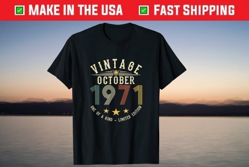 Vintage October 1971 50th Birthday 50 Year Old Tee Shirt