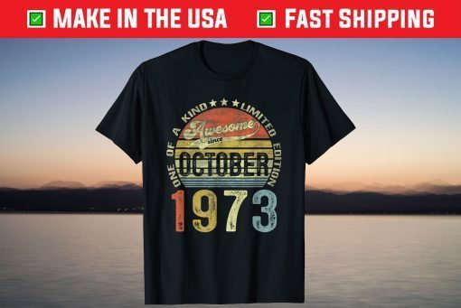 Vintage October 1973 48th Birthday 48 Years Old Tee Shirt