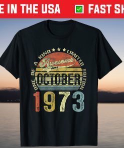 Vintage October 1973 48th Birthday Tee Shirt