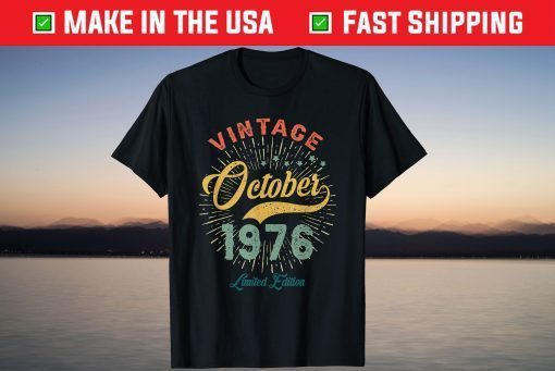 Vintage October 1976 45th Birthday Tee Shirt