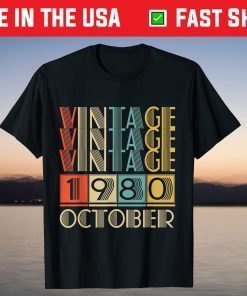 Vintage October 1980 41st Birrthday 2021 T-Shirt