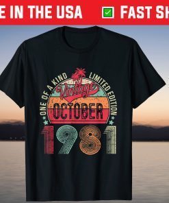 Vintage October 1981 40th Birthday 40 Year Old Tee Shirt