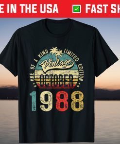 Vintage October 1988 33th Birthday 33 Years Old Classic T-shirt