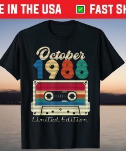 Vintage October 1988 Cassette Tape 33rd Birthday Tee Shirt