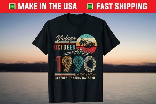 Vintage October 1990 31 Years Old 31st Birthday Tee Shirt