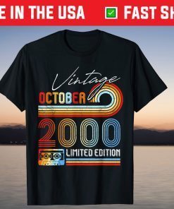 Vintage October 2000 Cassette Tape 21st Birthday Tee Shirt