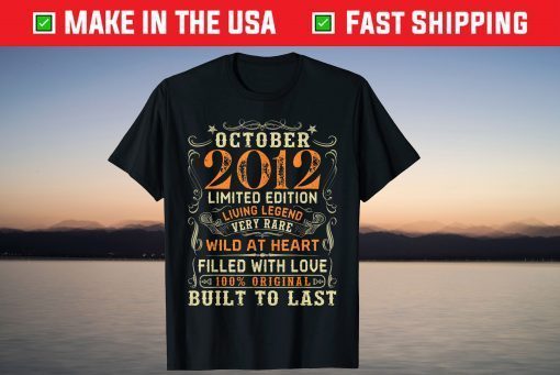 Vintage October 2012 Awesome 9 Years Old 9th Birthday 2021 Shirt