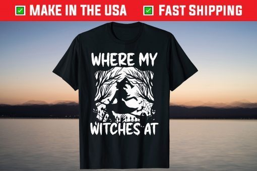 Where My Witches At Bride Squad Halloween Bachelorrete Party Gift T-Shirt