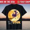 Yes I Can Drive A Stick Cute Halloween Corgi Dog Witch Tee Shirt