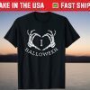 love Halloween skeleton heart Tee shirt