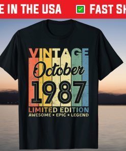 Vintage October 1987 Limited Edition Awesome Epic legend Tee Shirt