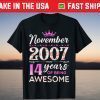 14th Birthday Floral Born in November 2007 T-Shirt