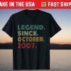 14th Birthday Legend Since October 2007 Vintage 14 Years Old T-Shirt