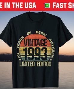 29 Year Old Vintage 1993 Limited Edition 29th Birthday T-Shirt